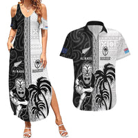 Custom Fiji and New Zealand Rugby Couples Matching Summer Maxi Dress and Hawaiian Shirt Tapa Mix Maori Pattern LT03 Black - Polynesian Pride