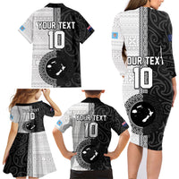 Custom Fiji and New Zealand Rugby Family Matching Long Sleeve Bodycon Dress and Hawaiian Shirt Tapa Mix Maori Pattern LT03 - Polynesian Pride