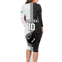 Custom Fiji and New Zealand Rugby Family Matching Long Sleeve Bodycon Dress and Hawaiian Shirt Tapa Mix Maori Pattern LT03 - Polynesian Pride