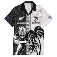 Custom Fiji and New Zealand Rugby Family Matching Puletasi and Hawaiian Shirt Tapa Mix Maori Pattern LT03 Dad's Shirt - Short Sleeve Black - Polynesian Pride
