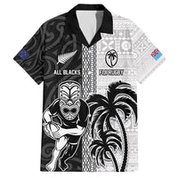 Custom Fiji and New Zealand Rugby Hawaiian Shirt Tapa Mix Maori Pattern LT03 Black - Polynesian Pride