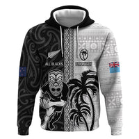 Custom Fiji and New Zealand Rugby Hoodie Tapa Mix Maori Pattern LT03 Pullover Hoodie Black - Polynesian Pride