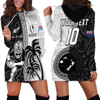 Custom Fiji and New Zealand Rugby Hoodie Dress Tapa Mix Maori Pattern LT03 - Polynesian Pride