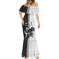 Custom Fiji and New Zealand Rugby Mermaid Dress Tapa Mix Maori Pattern LT03 - Polynesian Pride