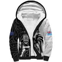 Custom Fiji and New Zealand Rugby Sherpa Hoodie Tapa Mix Maori Pattern LT03 Unisex Black - Polynesian Pride