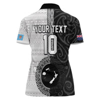 Custom Fiji and New Zealand Rugby Women Polo Shirt Tapa Mix Maori Pattern LT03 - Polynesian Pride