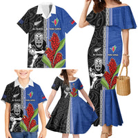 Custom Samoa and New Zealand Rugby Family Matching Mermaid Dress and Hawaiian Shirt Teuila Samoan and Maori Warrior LT03 - Polynesian Pride
