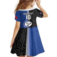 Custom Samoa and New Zealand Rugby Kid Short Sleeve Dress Teuila Samoan and Maori Warrior LT03 - Polynesian Pride