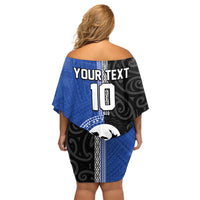 Custom Samoa and New Zealand Rugby Off Shoulder Short Dress Teuila Samoan and Maori Warrior LT03 - Polynesian Pride