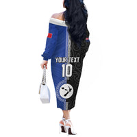 Custom Samoa and New Zealand Rugby Off The Shoulder Long Sleeve Dress Teuila Samoan and Maori Warrior LT03 - Polynesian Pride
