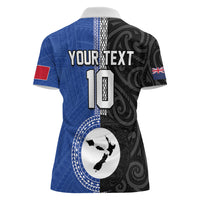 Custom Samoa and New Zealand Rugby Women Polo Shirt Teuila Samoan and Maori Warrior LT03 - Polynesian Pride