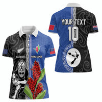 Custom Samoa and New Zealand Rugby Women Polo Shirt Teuila Samoan and Maori Warrior LT03 - Polynesian Pride