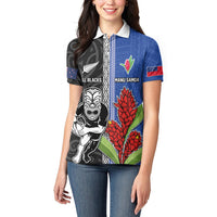 Custom Samoa and New Zealand Rugby Women Polo Shirt Teuila Samoan and Maori Warrior LT03 - Polynesian Pride