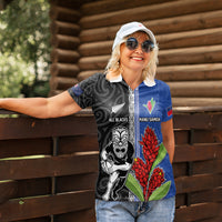 Custom Samoa and New Zealand Rugby Women Polo Shirt Teuila Samoan and Maori Warrior LT03 - Polynesian Pride