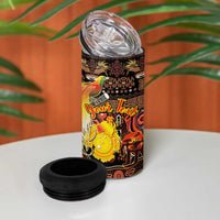 Personalized Australia and Papua New Guinea Together 4 in 1 Can Cooler Tumbler Kangaroo Aboriginal Art and Bird-of-paradise Oro Tribal Motifs LT03 - Polynesian Pride