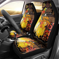 Australia and Papua New Guinea Together Car Seat Cover Kangaroo Aboriginal Art and Bird-of-paradise Oro Tribal Motifs LT03 - Polynesian Pride