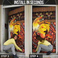 Personalized Australia and Papua New Guinea Together Door Cover Kangaroo Aboriginal Art and Bird-of-paradise Oro Tribal Motifs LT03 - Polynesian Pride