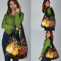 Australia and Papua New Guinea Together Grocery Bag Kangaroo Aboriginal Art and Bird-of-paradise Oro Tribal Motifs LT03 - Polynesian Pride