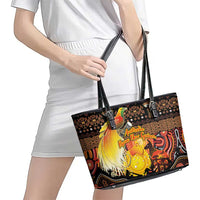 Australia and Papua New Guinea Together Leather Tote Bag Kangaroo Aboriginal Art and Bird-of-paradise Oro Tribal Motifs LT03 - Polynesian Pride