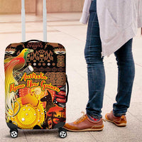 Australia and Papua New Guinea Together Luggage Cover Kangaroo Aboriginal Art and Bird-of-paradise Oro Tribal Motifs LT03 Black - Polynesian Pride