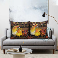 Australia and Papua New Guinea Together Pillow Cover Kangaroo Aboriginal Art and Bird-of-paradise Oro Tribal Motifs LT03 - Polynesian Pride