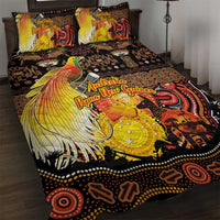 Australia and Papua New Guinea Together Quilt Bed Set Kangaroo Aboriginal Art and Bird-of-paradise Oro Tribal Motifs LT03 Black - Polynesian Pride