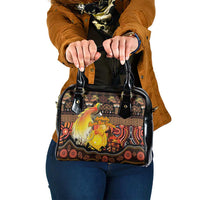 Australia and Papua New Guinea Together Shoulder Handbag Kangaroo Aboriginal Art and Bird-of-paradise Oro Tribal Motifs LT03 One Size Black - Polynesian Pride