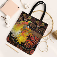 Australia and Papua New Guinea Together Tote Bag Kangaroo Aboriginal Art and Bird-of-paradise Oro Tribal Motifs LT03 Black Strap One Size Black - Polynesian Pride