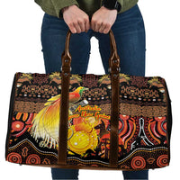 Australia and Papua New Guinea Together Travel Bag Kangaroo Aboriginal Art and Bird-of-paradise Oro Tribal Motifs LT03 Black - Polynesian Pride