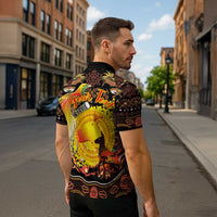 Personalized Australia and Papua New Guinea Together Zipper Polo Shirt Kangaroo Aboriginal Art and Bird-of-paradise Oro Tribal Motifs - Polynesian Pride