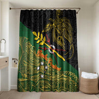 Chimpu Province Papua New Guinea Bathroom Set Bird-of-paradise Art Tattoo and Melanesian Motifs LT03 Shower Curtain Only Black - Polynesian Pride