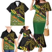 Personalized Chimpu Province Papua New Guinea Family Matching Mermaid Dress and Hawaiian Shirt Bird-of-paradise Art Tattoo and Melanesian Motifs - Polynesian Pride