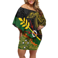 Personalized Chimpu Province Papua New Guinea Family Matching Off Shoulder Short Dress and Hawaiian Shirt Bird-of-paradise Art Tattoo and Melanesian Motifs - Polynesian Pride
