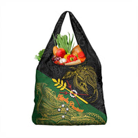 Chimpu Province Papua New Guinea Grocery Bag Bird-of-paradise Art Tattoo and Melanesian Motifs LT03 1-pack One Size Black - Polynesian Pride