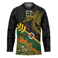 Personalized Chimpu Province Papua New Guinea Hockey Jersey Bird-of-paradise Art Tattoo and Melanesian Motifs LT03 Unisex Black - Polynesian Pride