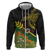 Personalized Chimpu Province Papua New Guinea Hoodie Bird-of-paradise Art Tattoo and Melanesian Motifs LT03 Zip Hoodie Black - Polynesian Pride