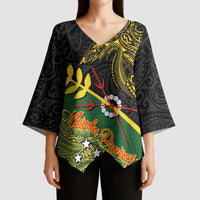 Personalized Chimpu Province Papua New Guinea Kimono Sleeve Blouse Bird-of-paradise Art Tattoo and Melanesian Motifs LT03 - Polynesian Pride