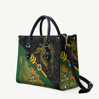 Chimpu Province Papua New Guinea Leather Bag Bird-of-paradise Art Tattoo and Melanesian Motifs LT03 Black - Polynesian Pride