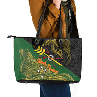 Chimpu Province Papua New Guinea Leather Tote Bag Bird-of-paradise Art Tattoo and Melanesian Motifs LT03 - Polynesian Pride