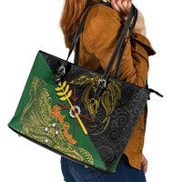 Chimpu Province Papua New Guinea Leather Tote Bag Bird-of-paradise Art Tattoo and Melanesian Motifs LT03 - Polynesian Pride