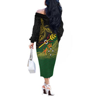Personalized Chimpu Province Papua New Guinea Off The Shoulder Long Sleeve Dress Bird-of-paradise Art Tattoo and Melanesian Motifs LT03 - Polynesian Pride