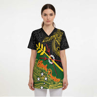 Personalized Chimpu Province Papua New Guinea Scrub Top Bird-of-paradise Art Tattoo and Melanesian Motifs LT03 - Polynesian Pride