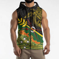 Personalized Chimpu Province Papua New Guinea Sleeveless Zip Hoodie Bird-of-paradise Art Tattoo and Melanesian Motifs LT03 - Polynesian Pride