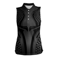 Hawaiian Kakau Art Tattoos Aquaman Style Women Sleeveless Polo Shirt Special Edition LT03 Female Black - Polynesian Pride