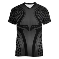 Hawaiian Kakau Art Tattoos Aquaman Style Women V-Neck T-Shirt Special Edition LT03 Female Black - Polynesian Pride