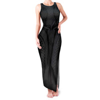 Hawaiian Kakau Art Tattoos Aquaman Style Family Matching Tank Maxi Dress and Hawaiian Shirt Black Version LT03 Mom's Dress Black - Polynesian Pride