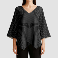 Hawaiian Kakau Art Tattoos Aquaman Style Kimono Sleeve Blouse Black Version - Polynesian Pride