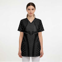 Hawaiian Kakau Art Tattoos Aquaman Style Scrub Top Black Version - Polynesian Pride