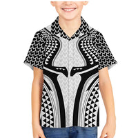 Hawaiian Kakau Art Tattoos Aquaman Style Family Matching Mermaid Dress and Hawaiian Shirt White Version LT03 Son's Shirt White - Polynesian Pride
