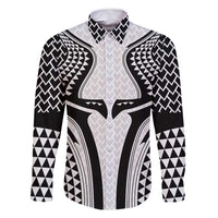 Hawaiian Kakau Art Tattoos Aquaman Style Family Matching Summer Maxi Dress and Hawaiian Shirt White Version LT03 Dad's Shirt - Long Sleeve White - Polynesian Pride